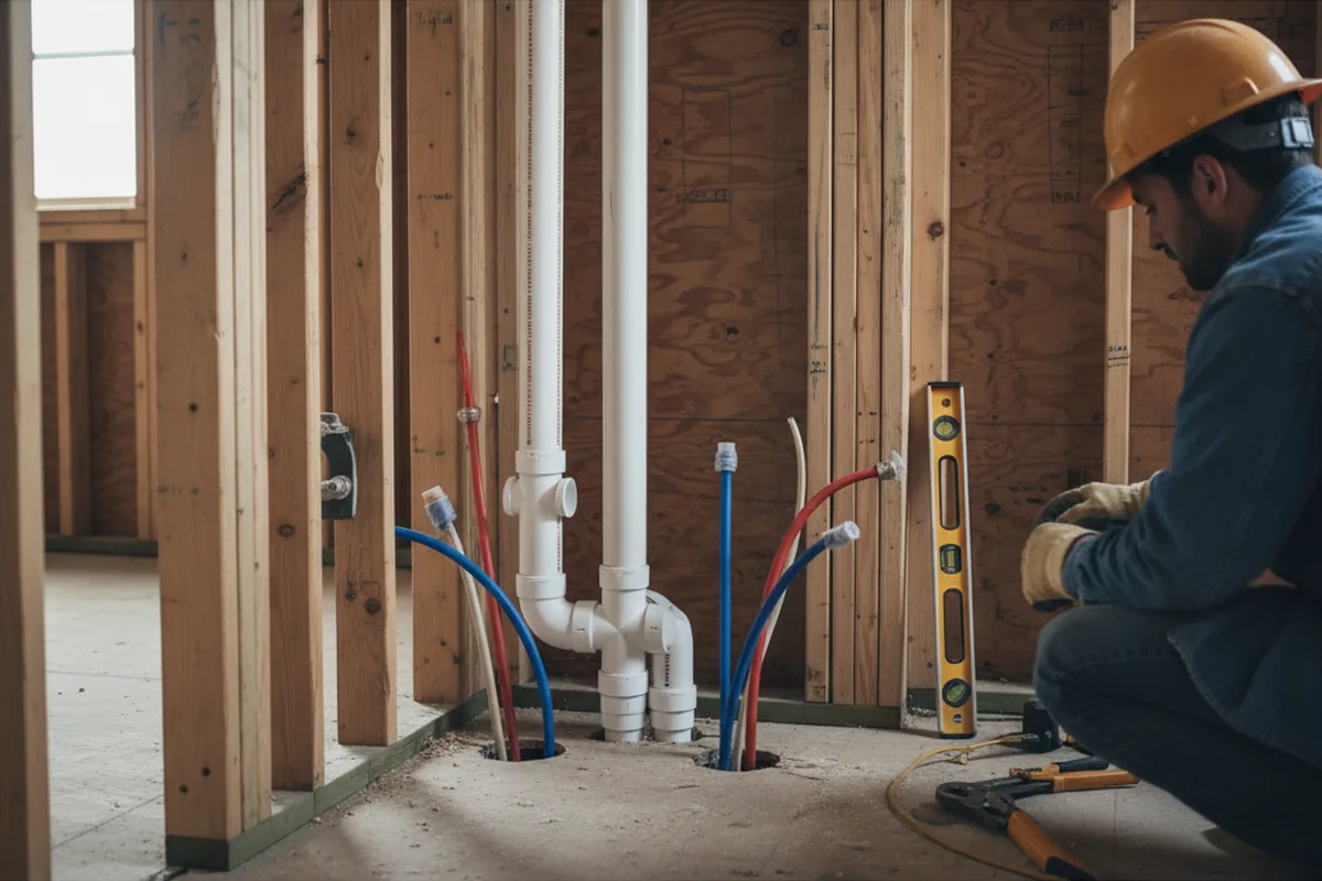 Drain and supply rough-in during Sump Pump Repair in Vidalia